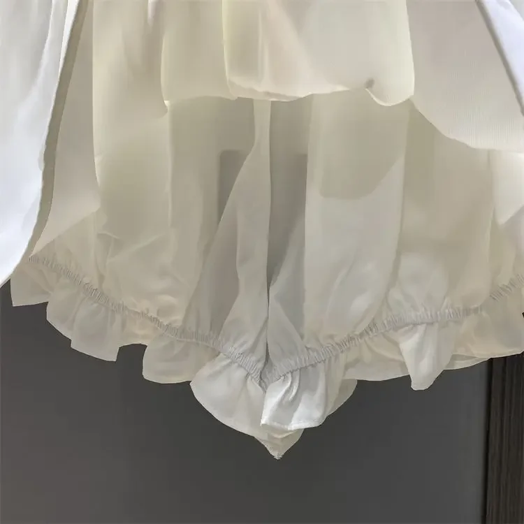 Fungus Drawstring Lace Up A-line Shorts Skirts 2025 High Waist White Skirt For Women Spring Autumn New Faldas De Mujer