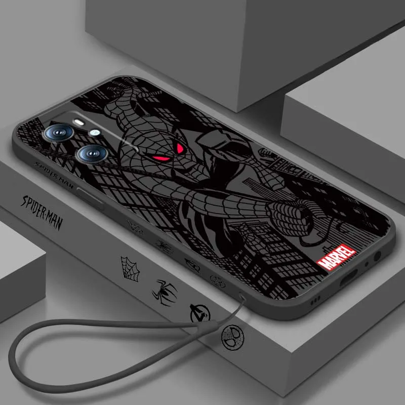 Marvel Spider-Man Popular For OPPO Find X5 A11 A16K A53 A98 A3 A57 A72 A73 A96 A74 A9 A5 5G Liquid Left Rope Phone Case