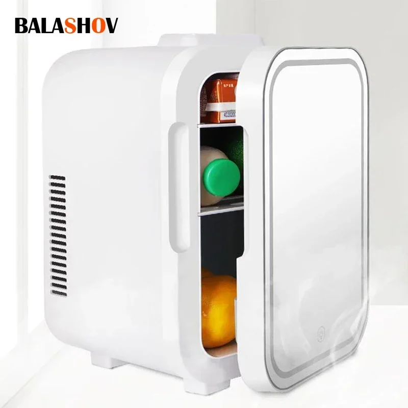 Mini Refrigerator Kitchen Portable Mirror Fridge Auto Compressor Student Dormitory Home Picnic Camping Compact Cooler