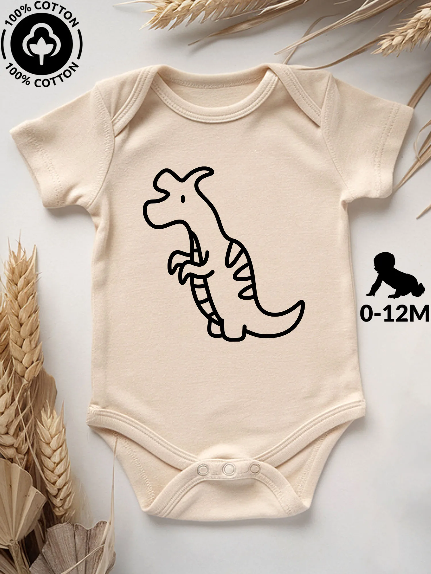 

Детский комбинезон-боди Dino Lambeosaurus унисекс, 100% хлопок, мягкий, всесезонный, бежевый, для ползания, 190 г/м²