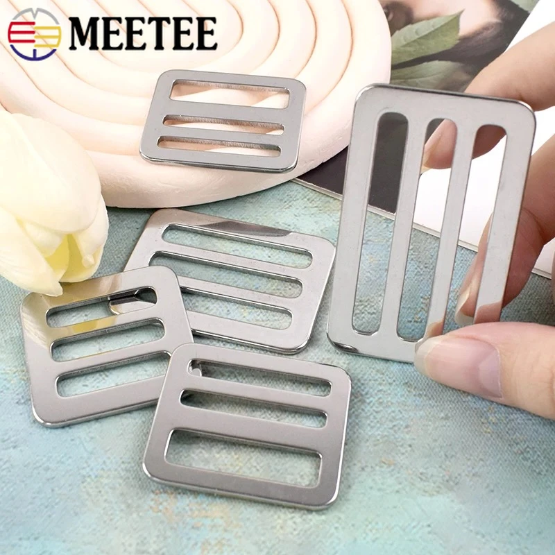 

2/5/10P 26-50mm Stainless Steel Tri-Glide Slider Buckle Bag Strap Ring Clasp Webbing Backpack Loop Hook DIY Hardware Accessories