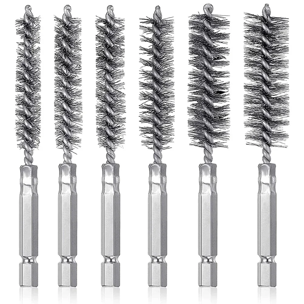 1PC Stainless Steel Wire Brush Hex Shank Power Drill Brush Attachment Wire Tube Machinery Cleaning Brush Rust Cleaner Polishing