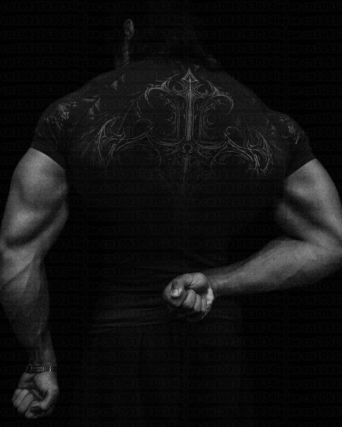 Herren Kinder Schnelltrocknendes Kompressions-T-Shirt mit Gothischem Roten Kreuz Flügel-Rückenaufdruck T-Shirt Bodybuilding Workout Kurzarm Sportshirt Top – Detail 11