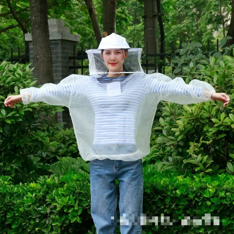 A Air-permeable Anti-bee Clothing Anti-bee-coat Conjoined Protective Clothing Bee-coat Bee-cap Beekeeping Tool