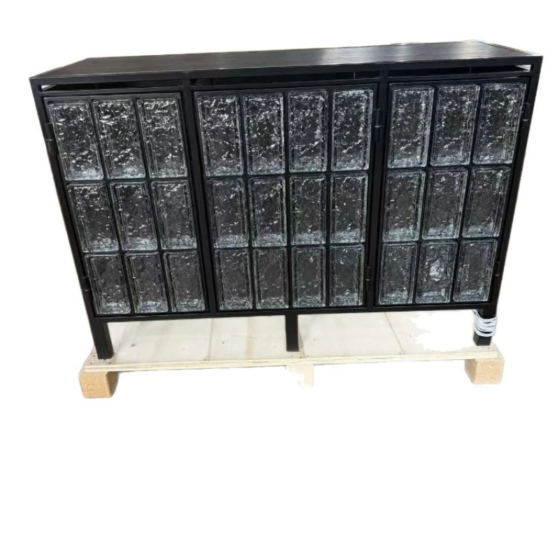 Italian minimalist high-end crystal glass brick dining side cabinet Home art antique style locker Villa storage cabinet
