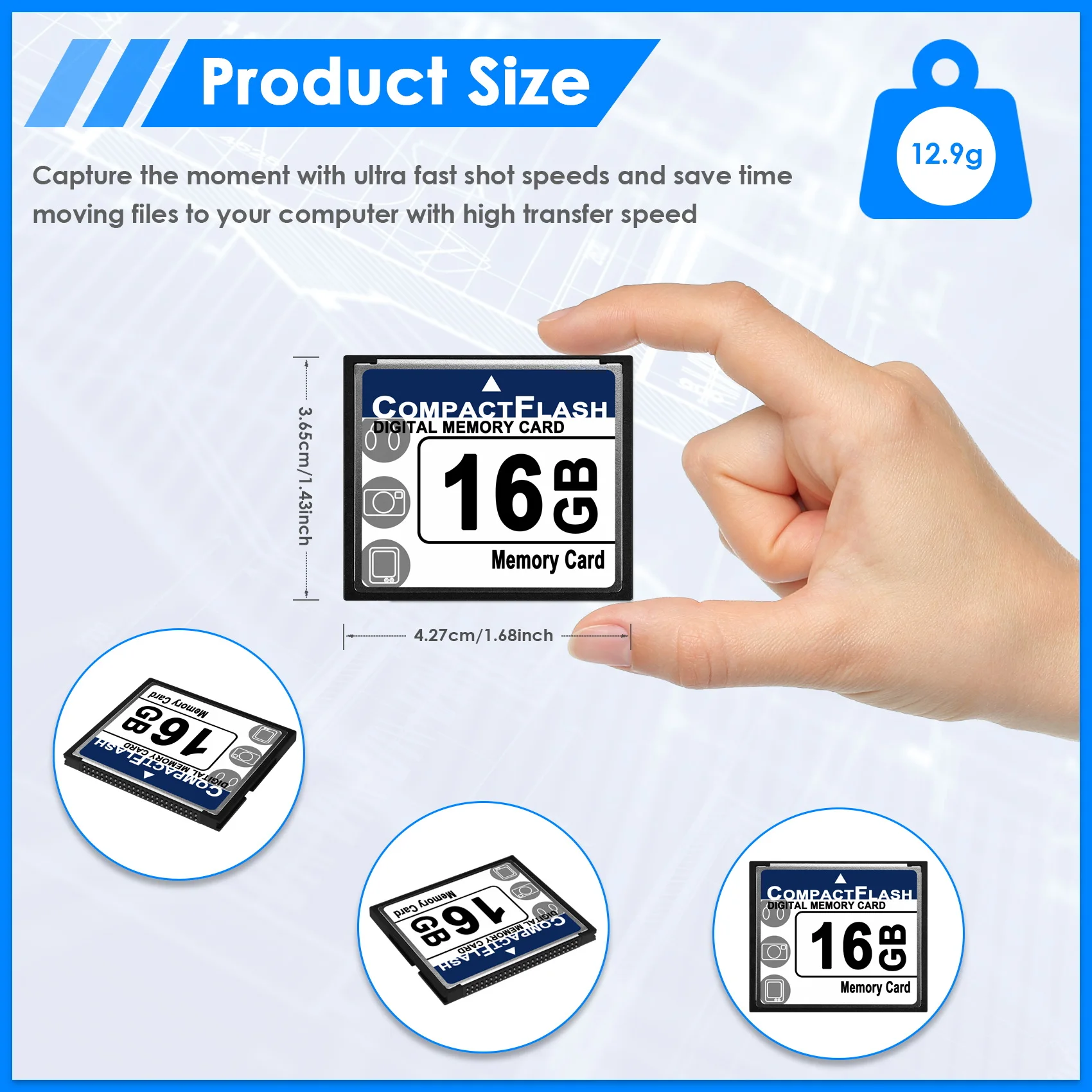 SCLS Professional 16GB 컴팩트 플래시 메모리 카드(화이트&블루)