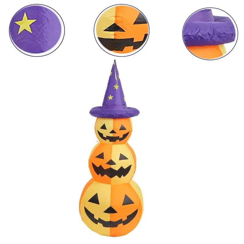 1.5M/5FT Zucche giocattolo gonfiabili di Halloween Modello gonfiabile Forniture natalizie luminose Modello di decorazione dell'atmosfera di Halloween