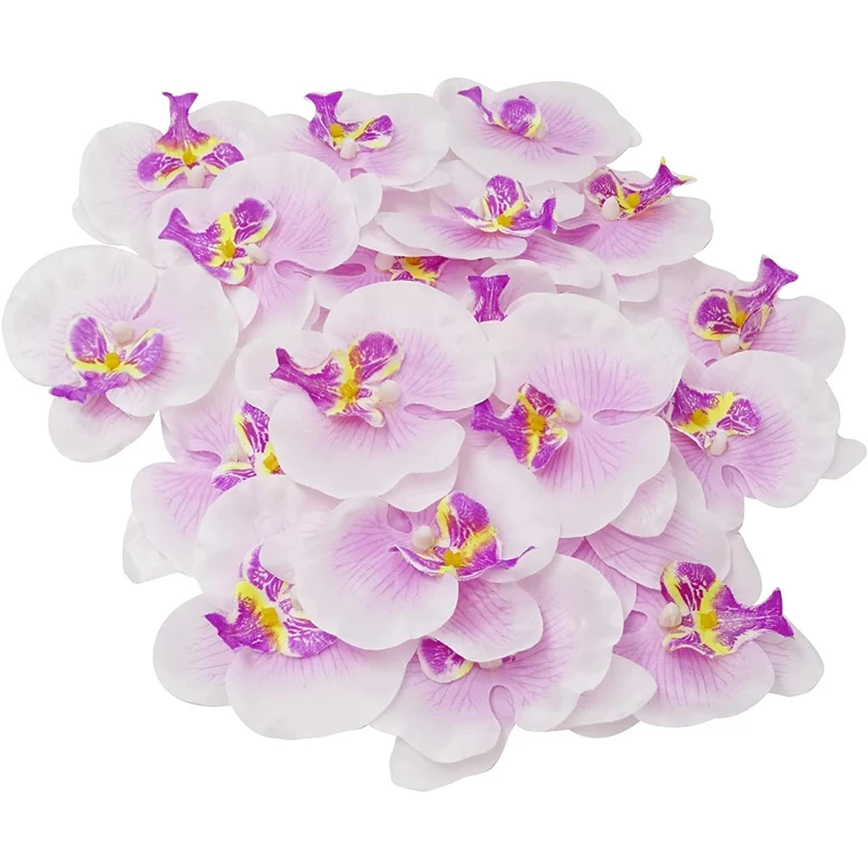 

10Pcs 8cm Silk Butterfly Orchid Artificial Flower Heads for Home Room Wedding Decoration DIY Craft Wreath Gifts Accessories