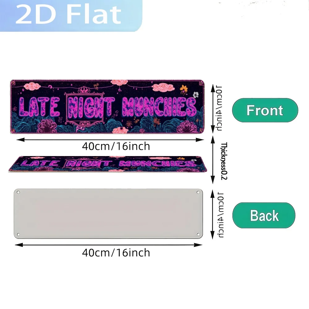 A 2D Flat Aluminum Wall Hanging Featuring a Rustic Late Night Munchies Design -Perfect for Farmhouse Decor