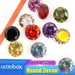 Astrobox High Quality Round Zircon Gem Stone Sew On Rhinstone Glass Crystal Pointback Loose Beads DIY Clothing Jewelry Making