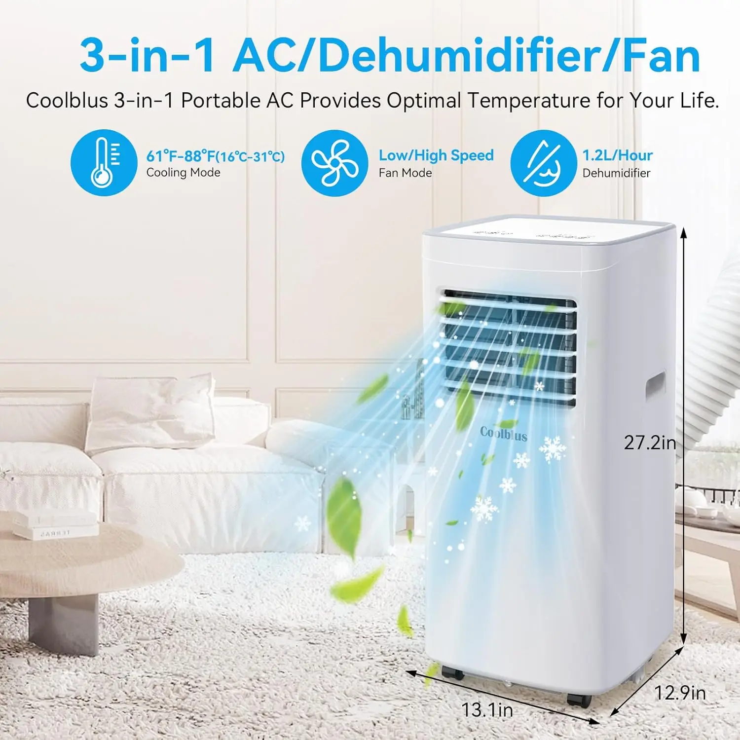 Conditioners Cool Up to 450 Sq.Ft,3-in-1 AC Unit with Remote Control/LED Display/Installation Kits