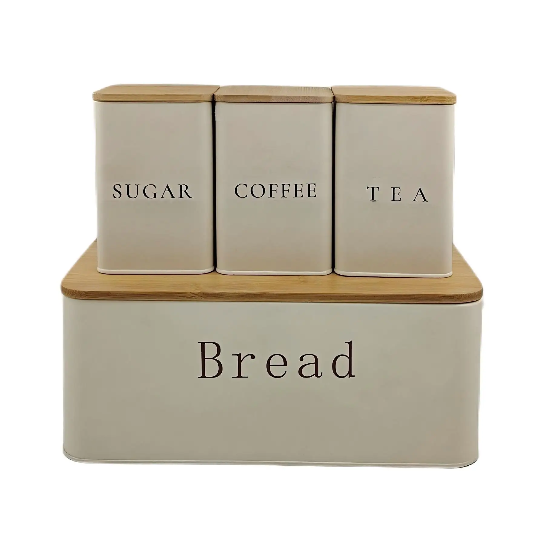 Sturdy Galvanized Metal Bread Box Plus Coffee Canisters Set of 4 Food Storage Jars Bread Bin for Kitchen