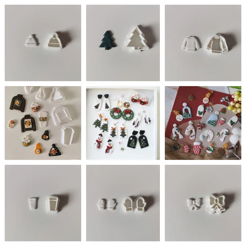 

Polymer Clay Cutting Molds Soft Pottery Christmas Halloween Theme DIY Earring Jewelry Pendant Cutting Mold Embossing Tools