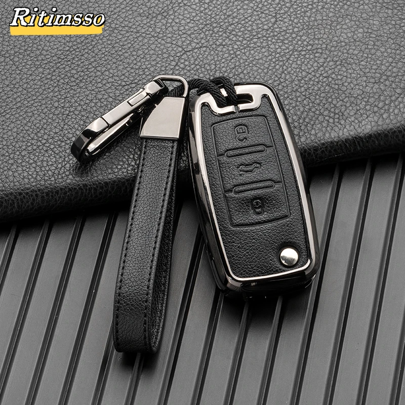 Alloy Case Key Cover Remote for Skoda Fabia Octavia A5 for VW Golf VI Polo Passat B5 3b Touran Caravelle Golf Plus Seat Ibiza