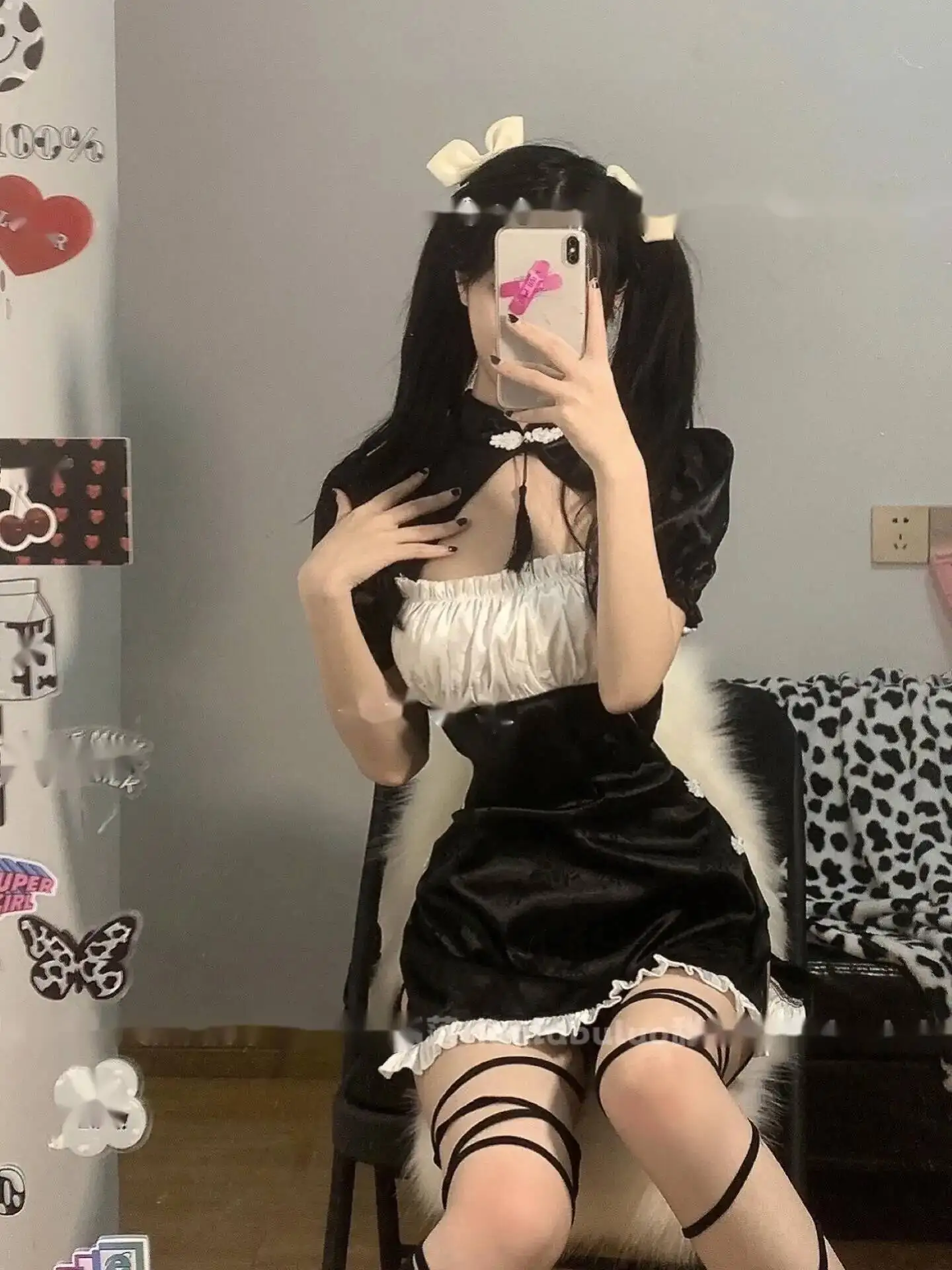 WOMENGAGA zoete Chinese cheongsam stijl backless Slash hals retro mini jurk kant ruches meid Lolita hot sexy koreaanse top A8BG