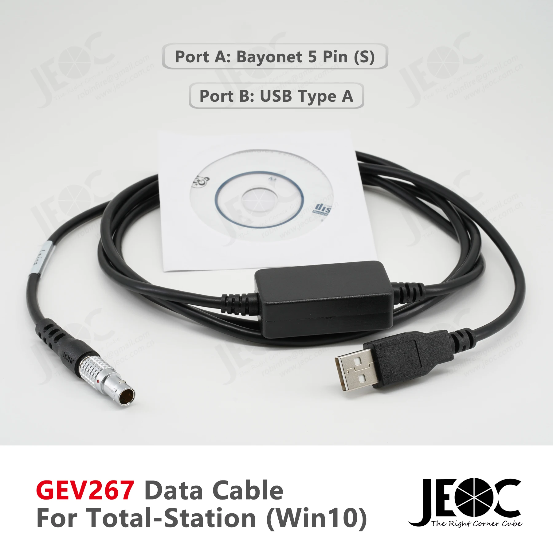 JEOC GEV267 Data Cable for Leica Total-station, win10, 806093, Land Surveying Equipment Accessories