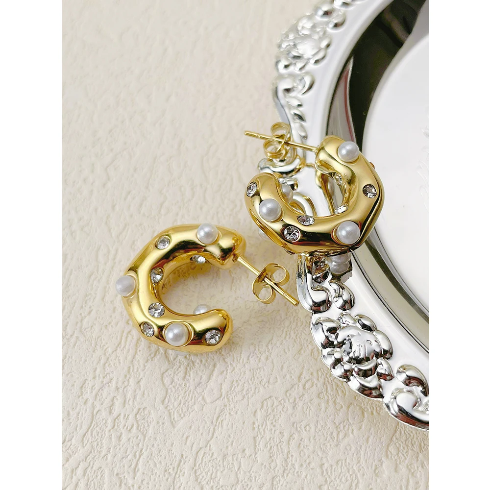 

ENFASHION Zirconia Stone Earrings For Women Stainless Steel Stud Earring Irregular 2022 Fashion Jewelry Party Brinco E221363