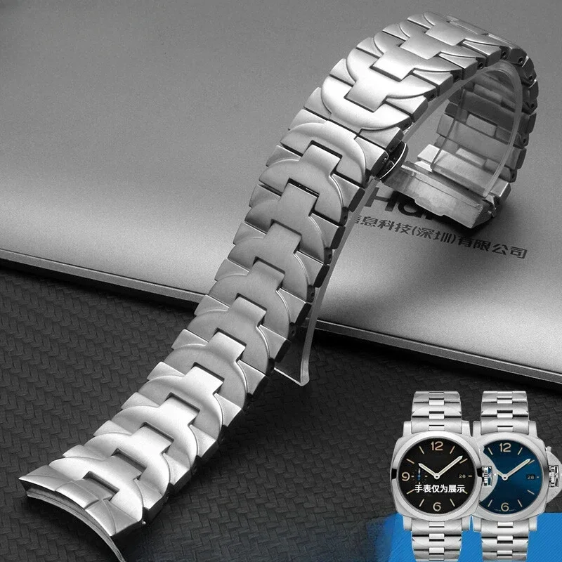 Solid Stainless Steel 24 mm steel black accessories for Panerai Luminor series pam441 111 arc interface men watch strap