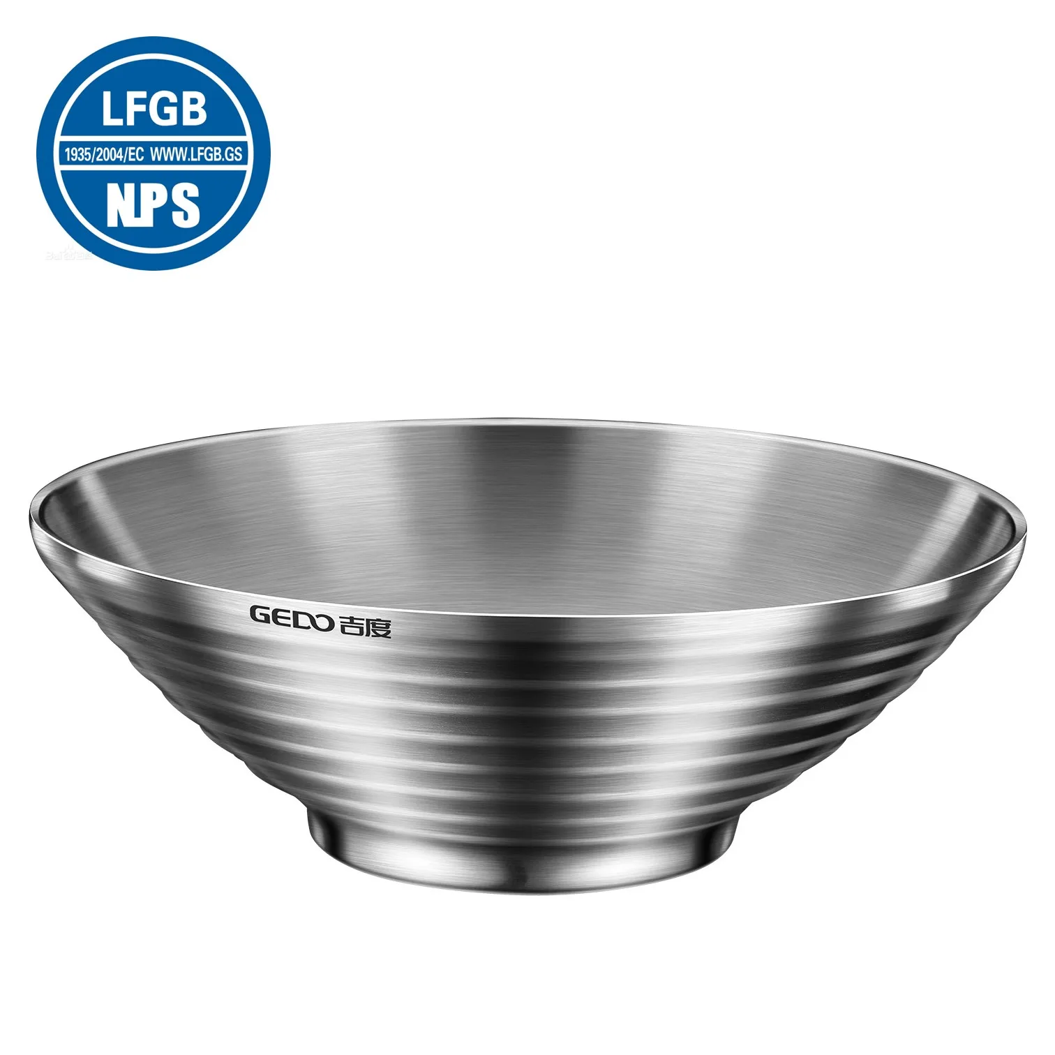LFGB Certification 304 Stainless Steel Ramen Bowl Ultra Thick Fall Resistant Noodle Basin Heat Insulation Restaurant Tableware