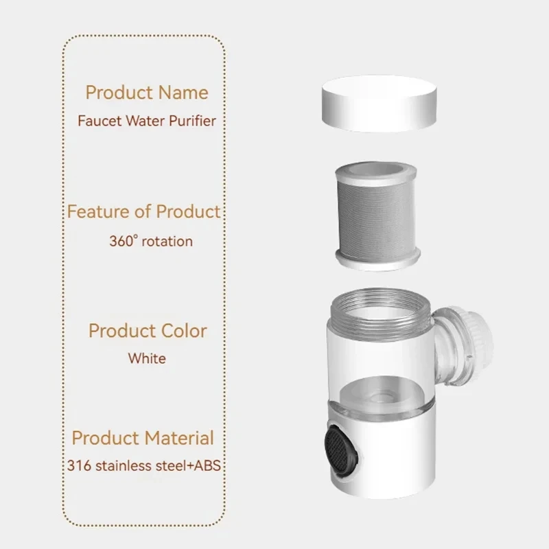 HOEFISHFaucet Filter Splash Proof Tap Water Purifier Filtration And Pressurization 720 Degree Rotating Universal Extension Nozzl image 4