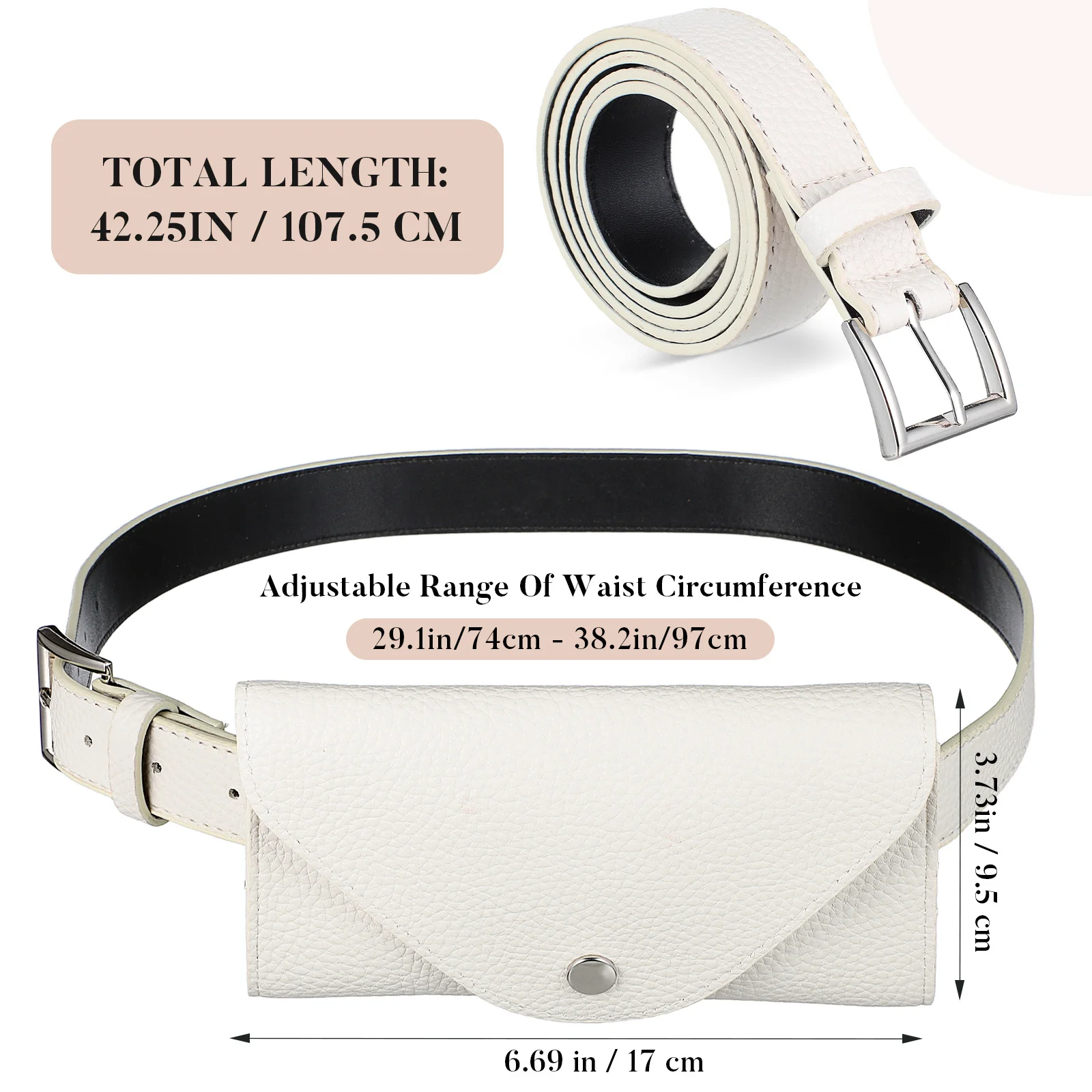 Black PU Mini Belt Phone Bag for Women Envelope Style Waist Pack Small Crossbody Pouch for Keys Lip Gloss Id Passport High