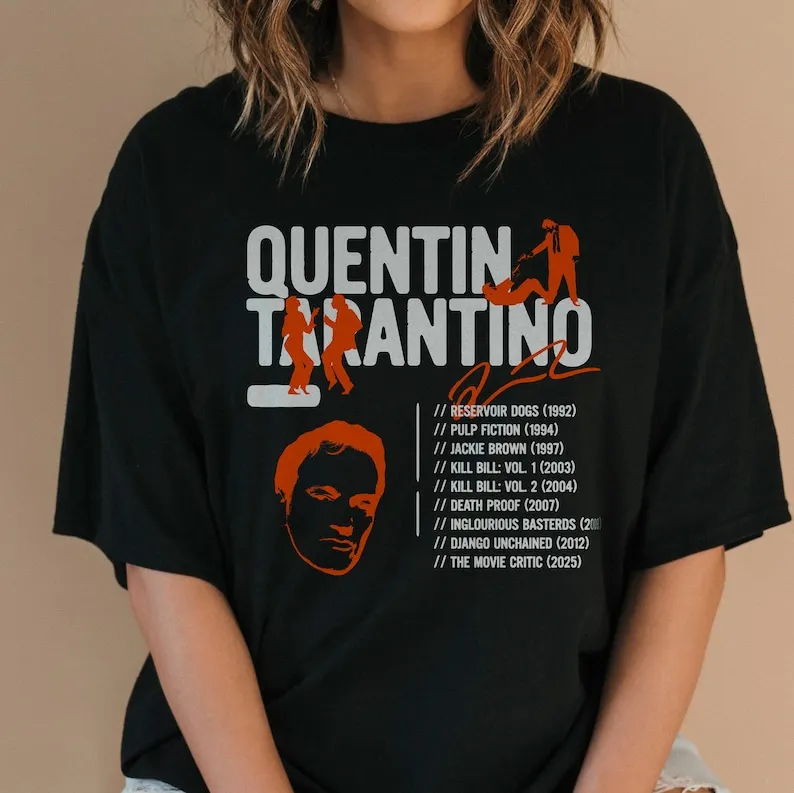 Quentin Tarantino T-Shirt Men Women Tarantino Direct Movie List Graphic  Shirt Streetwear Django Pulp Fiction Kill Bill