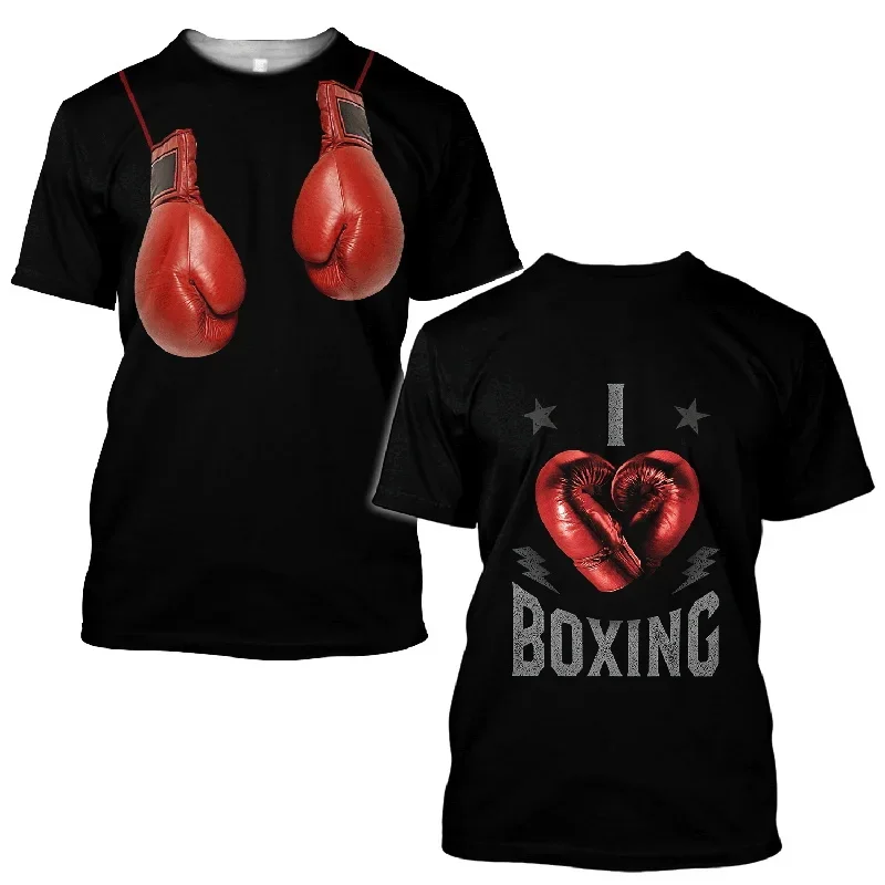 Camiseta de entrenamiento de boxeo para hombre, camisa de manga corta con gráfico de Boxer, secado rápido, Unisex, para gimnasio y Fitness