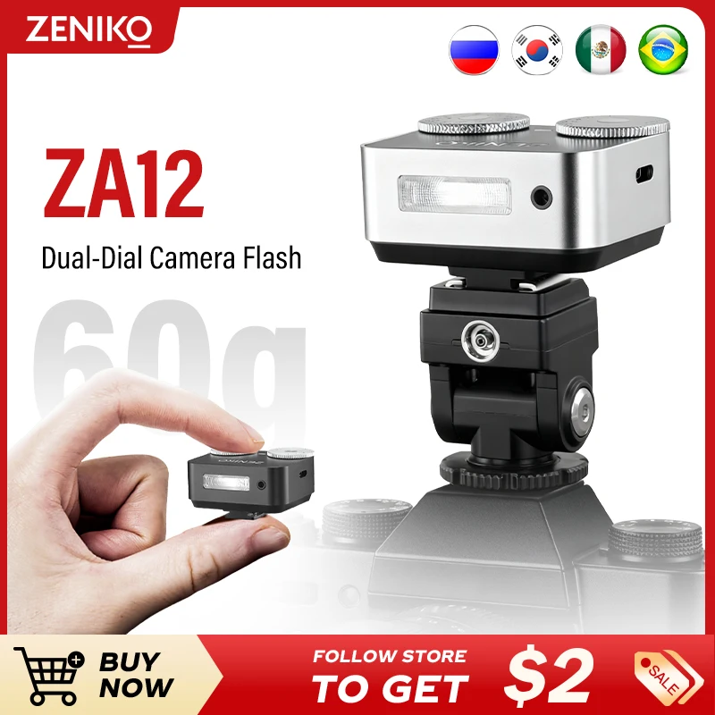 

Мини-вспышка ZENIKO ZA12 для SONY zv1, беззеркальные камеры Fujifilm xt5, внешние верхние фонари, горячая обувь, пленка
