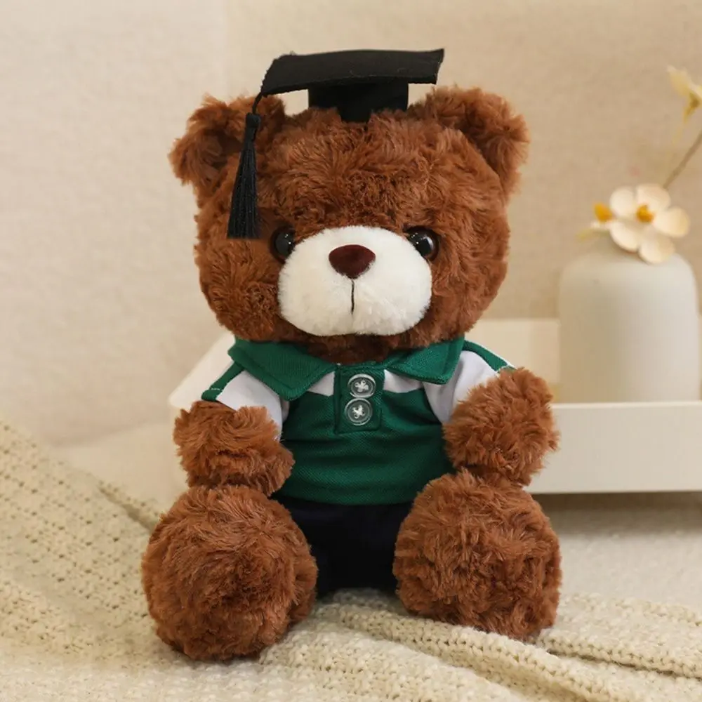 Stuffed Toy Doctor Cap Graduation Bear Doll with Doctorial Hat Soft Doll Bachelor Bear Plush Toy Sitting Cartoon