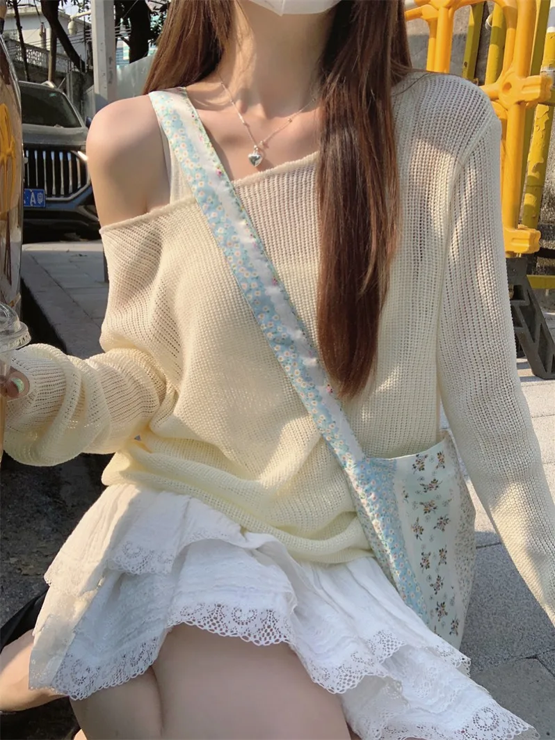 Pure Desire – ensemble deux pièces tricoté en soie glacée pour femmes, Cover-Up Long, vêtements intérieurs légers, débardeur, été