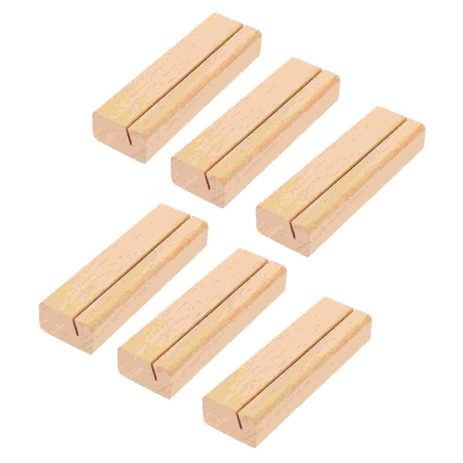 6 Pcs Vintage Desk Calendar Base Office Business Card Show Rack Stand Wooden Cards Display