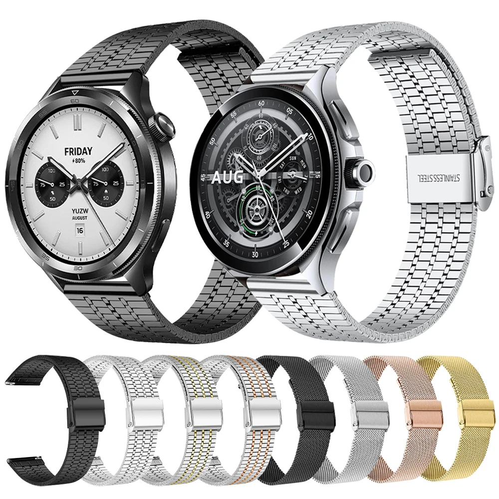 22mm loop banda para xiaomi relógio 2 pro mi relógio cor 2 cinta de metal pulseira de aço inoxidável para xiaomi relógio s4 s3 s2 s1 ativo