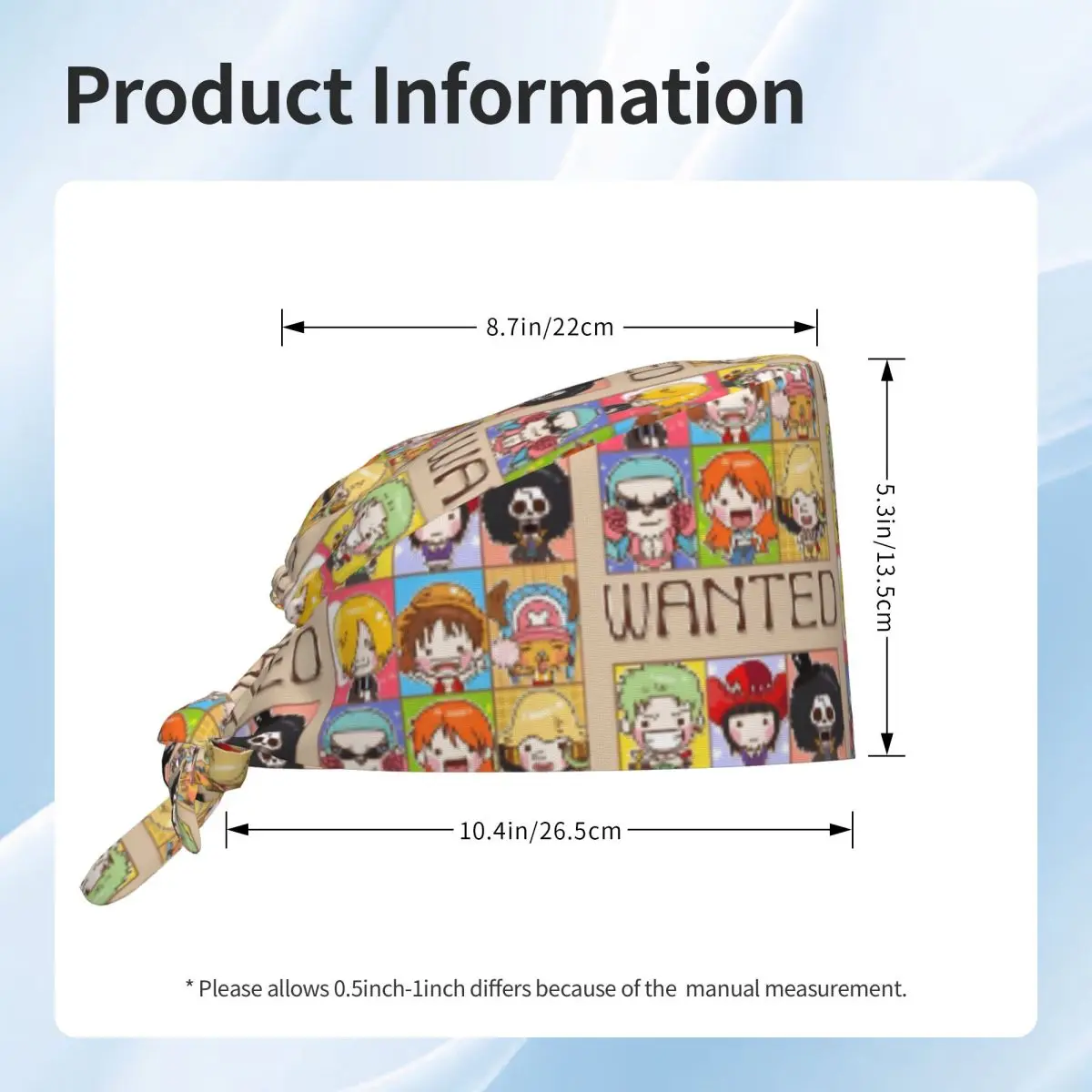 Cartoni animati personalizzati L-Luffyes Manga Scrubs Cap Cappelli chirurgici Donna Uomo Giappone Sala operatoria Berretto Operatore Cappelli Laboratorio Cappello da lavoro