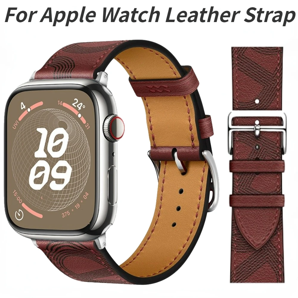 

Кожаный ремешок для Apple Watch band 44 мм 40 мм 45 мм 41 мм 42 мм 38 мм, браслет Correa iWatch Sereis 9 8 7 6 5 4 3 SE Ultra 49 мм