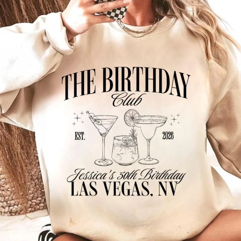 Custom Age Personalized Matching Hoodies for 30th Birthday Travel Girls Trip Gifts 50th Birthday Crew 40 Birthday Squad Pullover