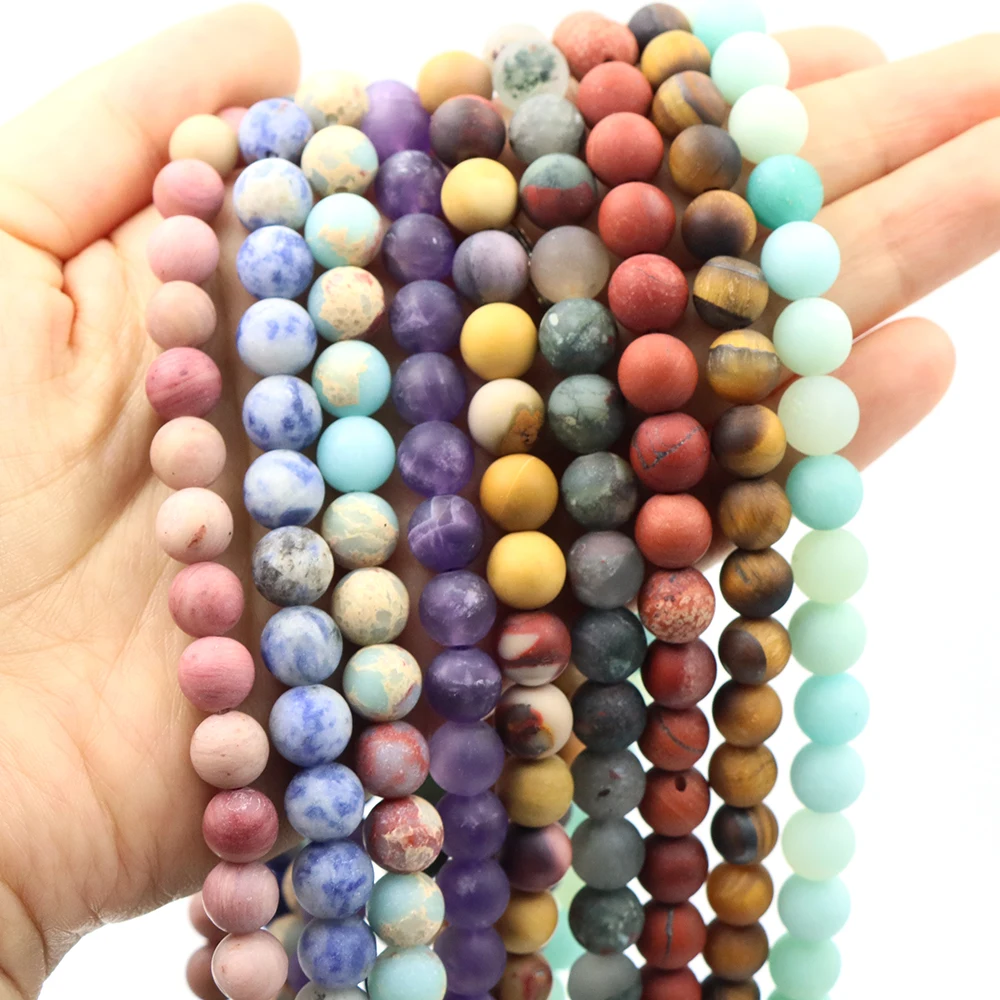

4/6/8/10mm Matte Beads Natural Stone African Turquoise Amethyst Healing Crystal Spacer Gem Bead Jewelry Making DIY Bracelet Gift