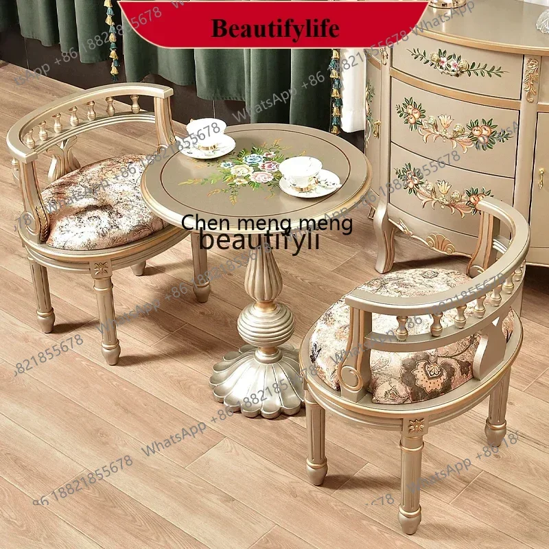 

X ss 8617 American light luxury single sofa chair solid wood leisure balcony negotiation tables and chairs retro chairs