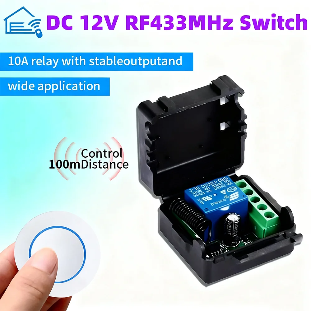 

General-purpose gate control remote switch 12-volt DC RF 433 MHz wireless signal receiver DIY small module for garage door LED