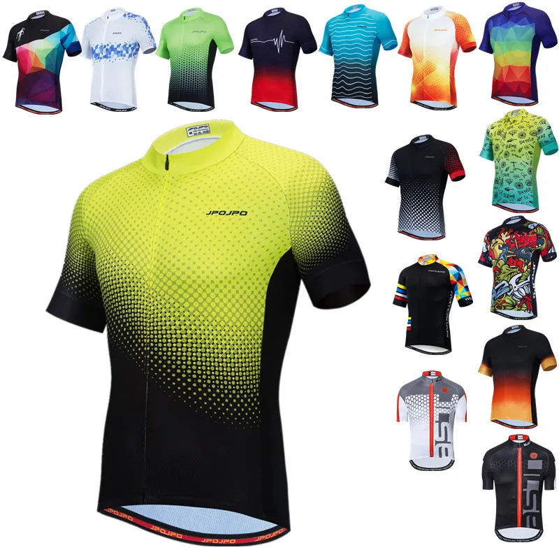 Pro Cycling Jersey Men Summer MTB Bike Shirt Road Team Bicycle Clothing Tops Anti-UV Biking Clothes Riding Wear Yellow Black