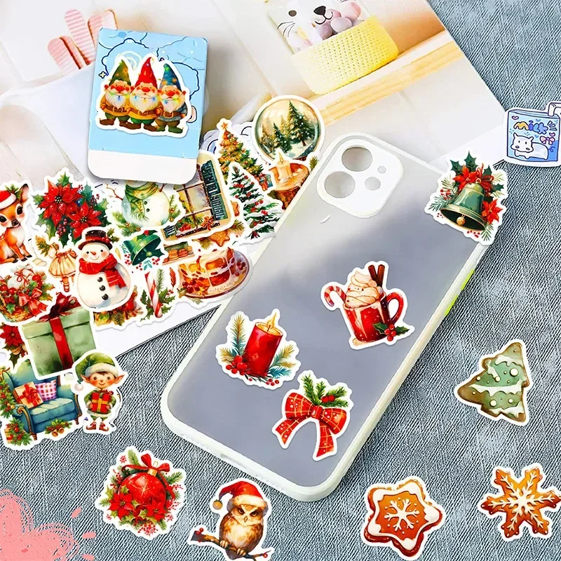 50 High Beauty Christmas Trees Stickers Wishing for 2024 Christmas Series Kids Wall Decals Happy New Year 2025