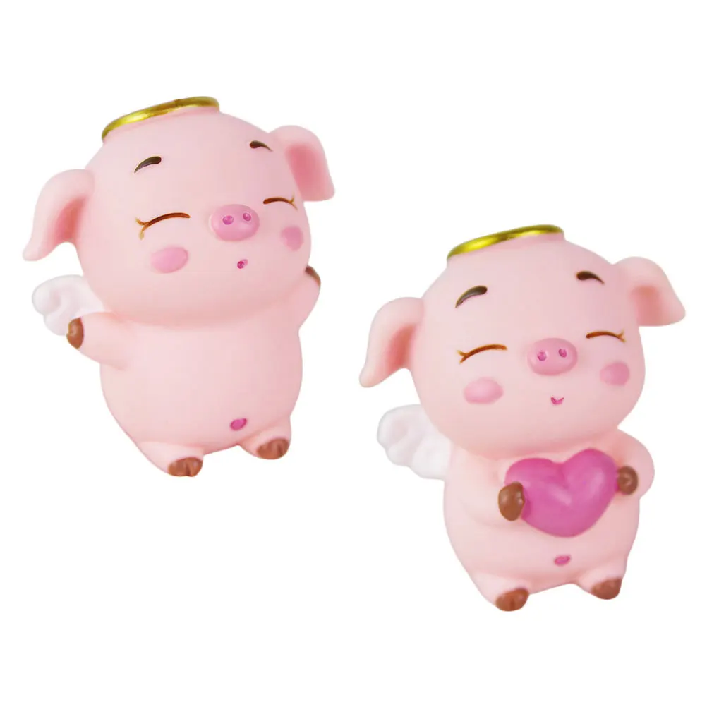 

2Pcs Pig Cake Ornament High Quality Sturdy Eco Friendly Birthday Cake Decoration Cartoon Decor Pig Figurine Decor