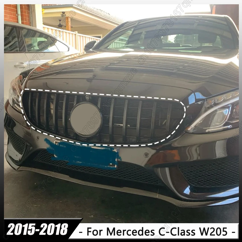 

Решетка переднего бампера для Mercedes Benz C W205 C180 C200 C250 C300 C350 C400 2015-2018 Racing Grilles GT Style Single line