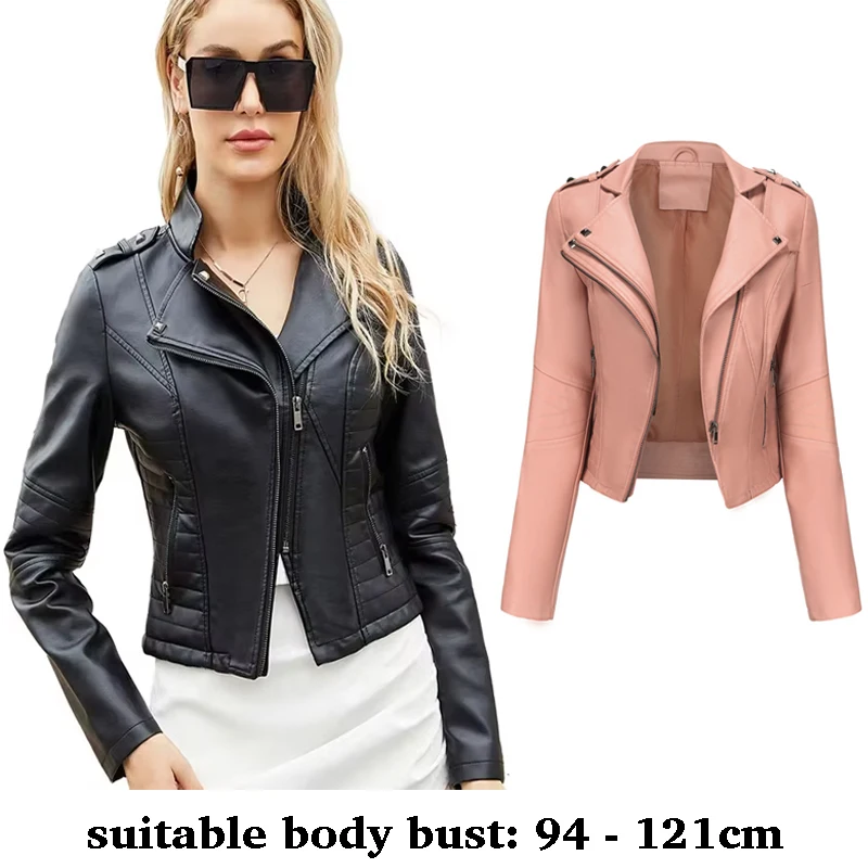 

high quality short leather jacket for women long sleeve slim motorcycle jacket 2025 autumn winter elegant clothing black brown