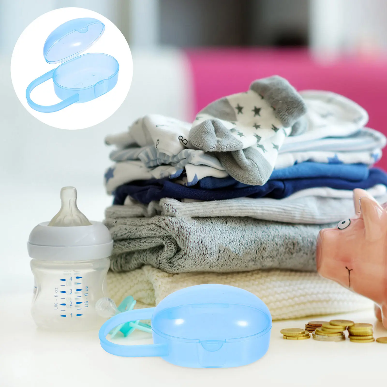 

Portable Pacifier Holder Storage Case PP Plastic Baby Pacifier -Resistant Compact Organizer for Travel Diaper Bag