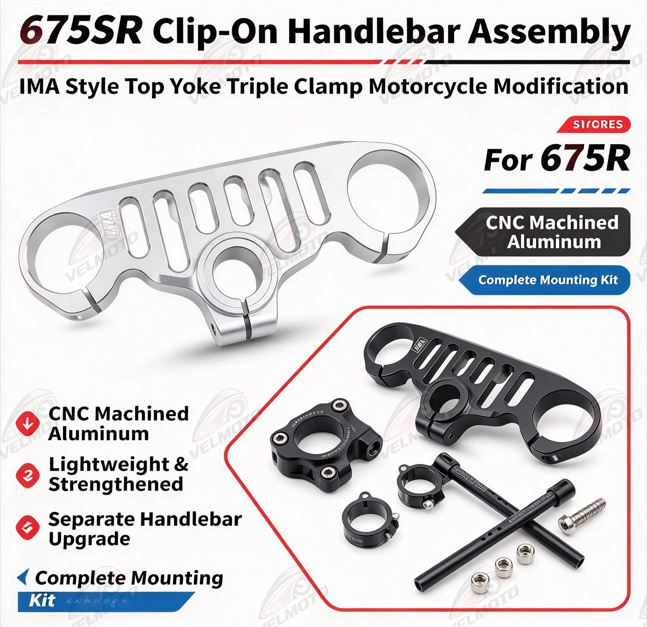 IMA Style Clip-On Handlebar Assembly CNC Top Yoke Triple Clamp For CFMOTO 675SR Motorcycle Modified Handlebar Accessories