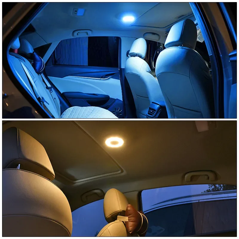 1pc LED Touch Light Wireless Car Interior Lighting Auto Roof Ceiling Reading Lamp for Door Foot Trunk Storage Box USB Charging