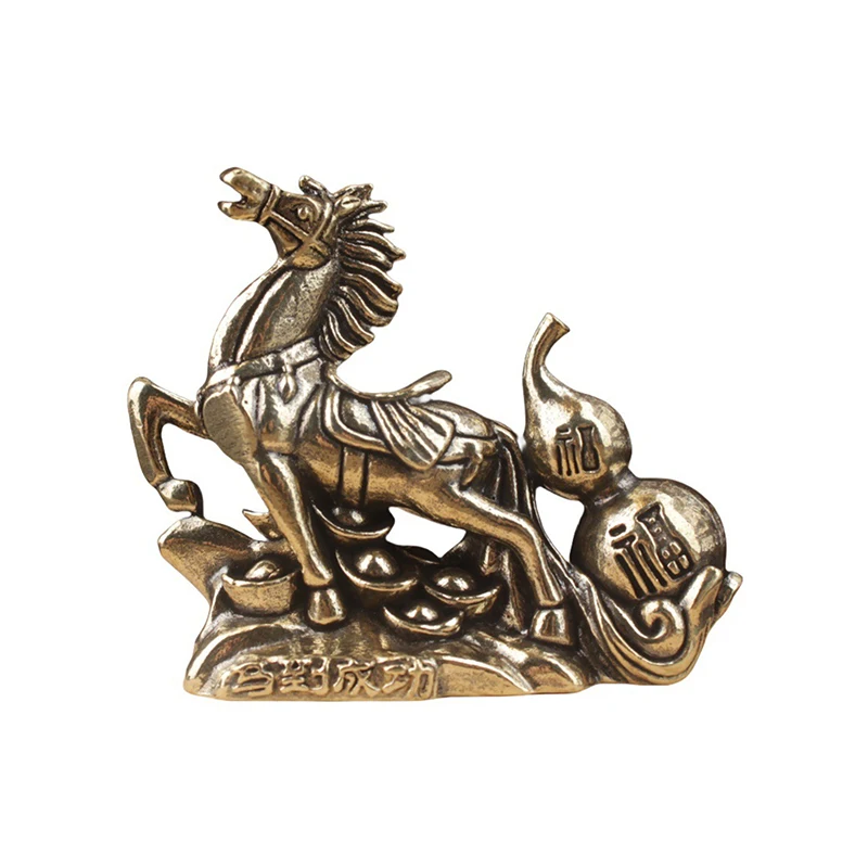 Creative Metal Craft Home Decorations Zodiac Horse Statue Stereoscopic Bronze Calabash Horse Desktop Ornament Decoration