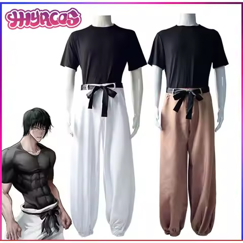 Anime Season2 Toji Fushiguro Cosplay Costume Jujutsu Kaisen Fushiguro Toji Wigs Uniform Killer Top Pants Halloween For Women Men