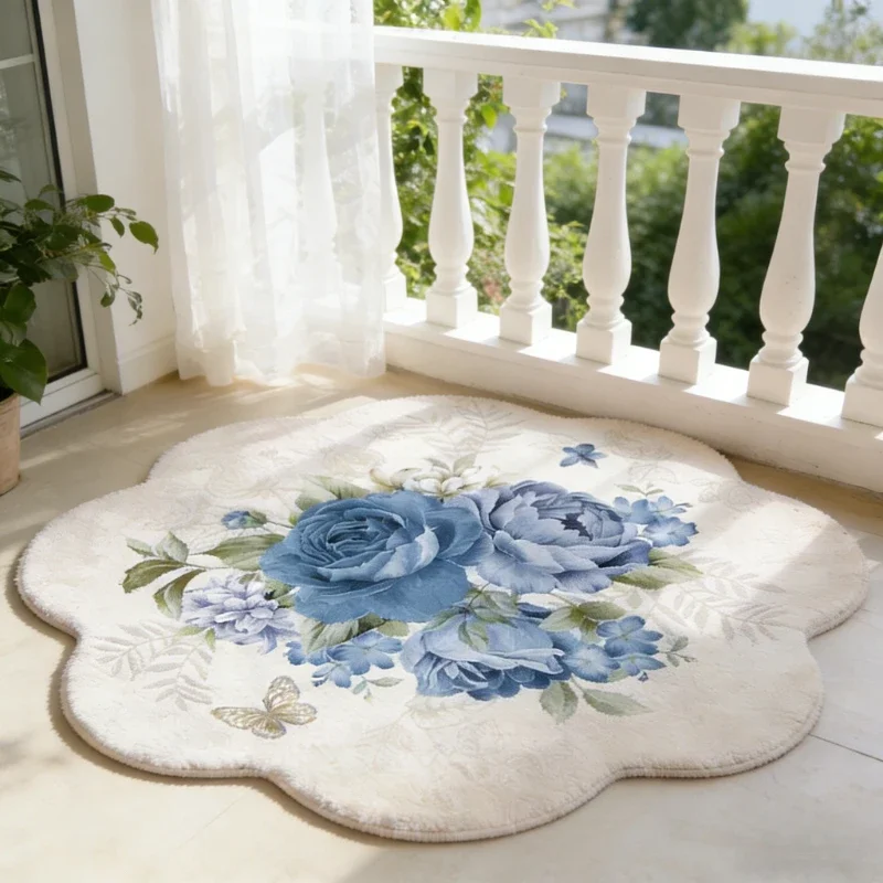 Colorful Flowers Carpets for Living Room Fluffy Soft Bedroom Decor Carpet Irregular Shape Bedside Rug Home Thick Plush Floor Mat