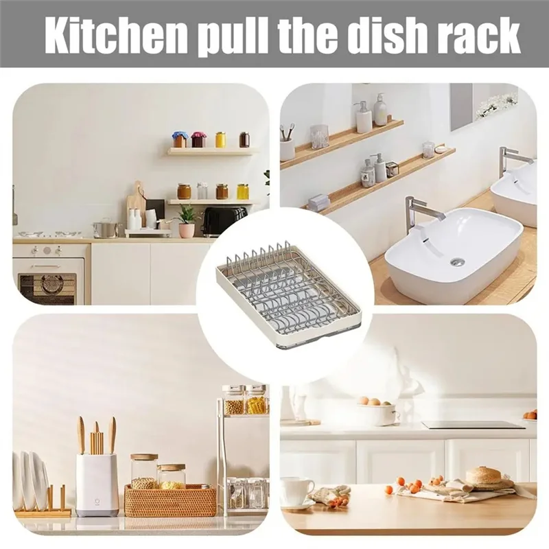 

ABKJ-Pull Out Kitchen Cabinet Organizer Slide Out Dish Rack With Drainboard Drawer Organizer For Kitchen Living Room